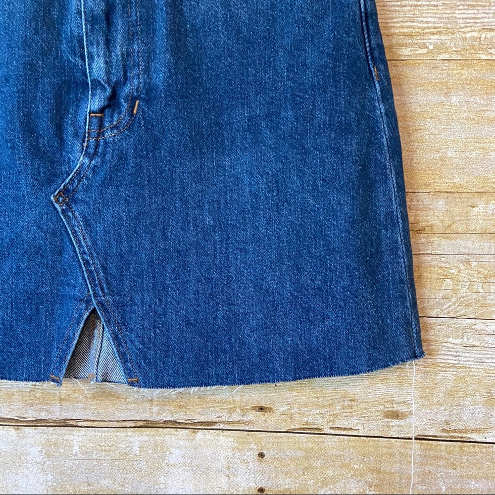 Madewell McCarren Cutout Denim Mini Skirt Raw Hem Vent Size 26 NWT - Picture 7 of 10